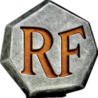 Initiales de RecyFuneral : R et F sur un hexagone en métal